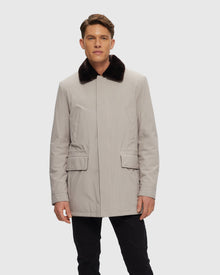 Men | Fabric Jacket With Select Shearling Lamb Lining | Light Beige/ Dark Brown