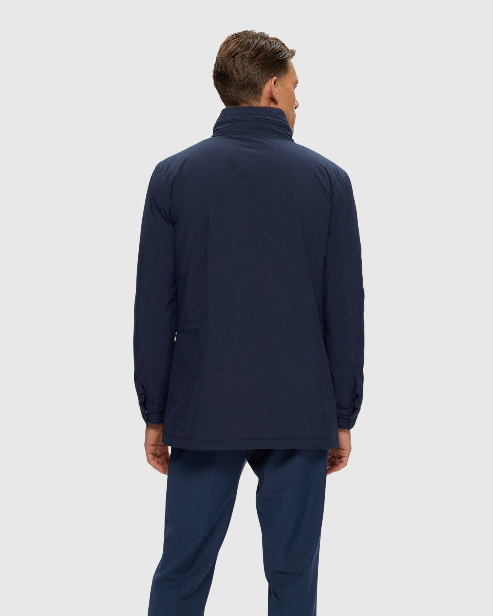 Men | Fabric Jacket With Select Shearling Lamb Lining | Navy/Brown