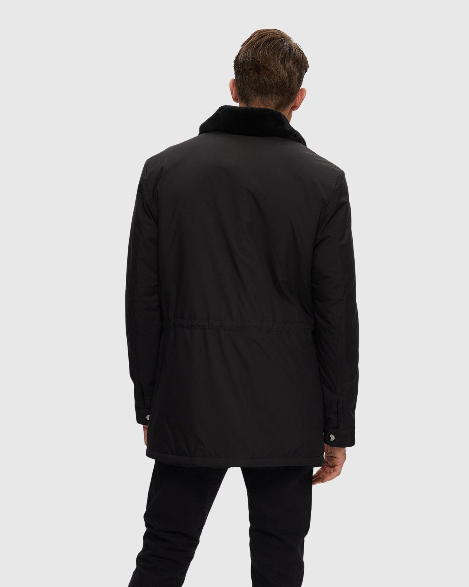 Men | Fabric Jacket With Select Shearling Lamb Lining | Black/Black