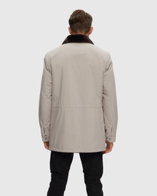 Men | Fabric Jacket With Select Shearling Lamb Lining | Light Beige/ Dark Brown