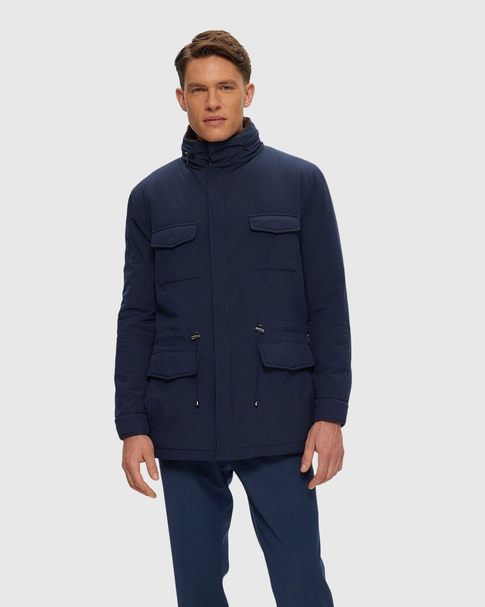 Men | Fabric Jacket With Select Shearling Lamb Lining | Navy/Brown