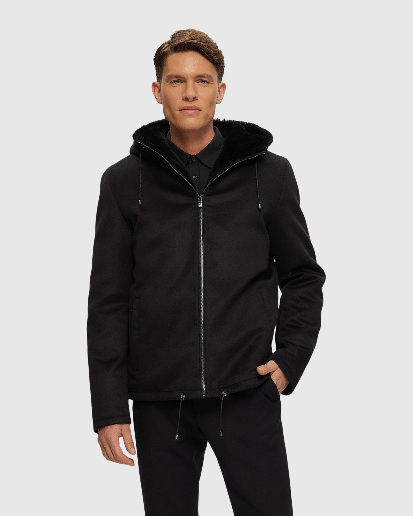 Men | Fabric Parka With Select Shearling Lamb Lining | Black
