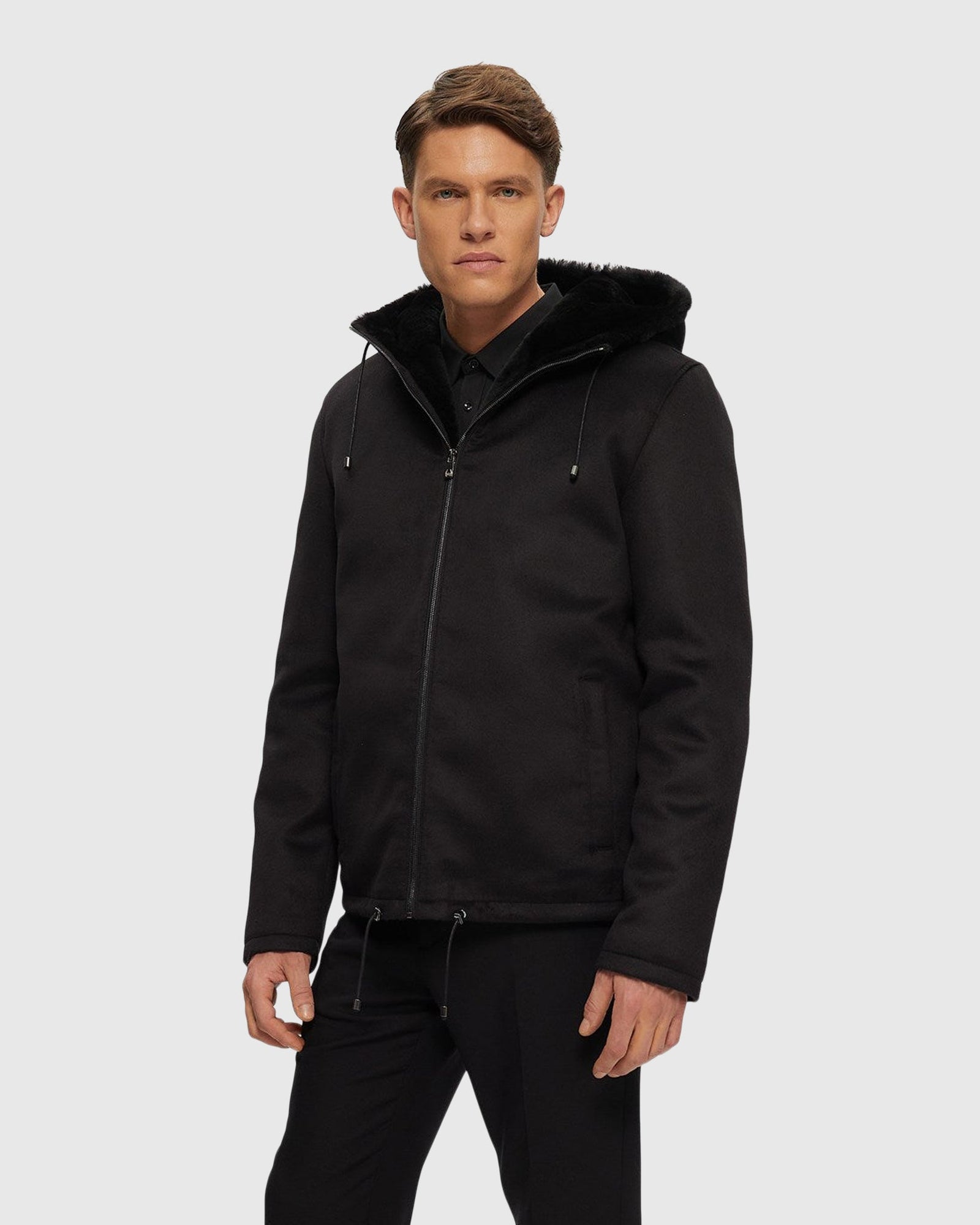 Men | Fabric Parka With Select Shearling Lamb Lining | Black