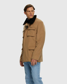 Men | Loro Piana Cashmere Jacket With Detachable Select Shearling Lamb Collar | Camel/Dark Brown