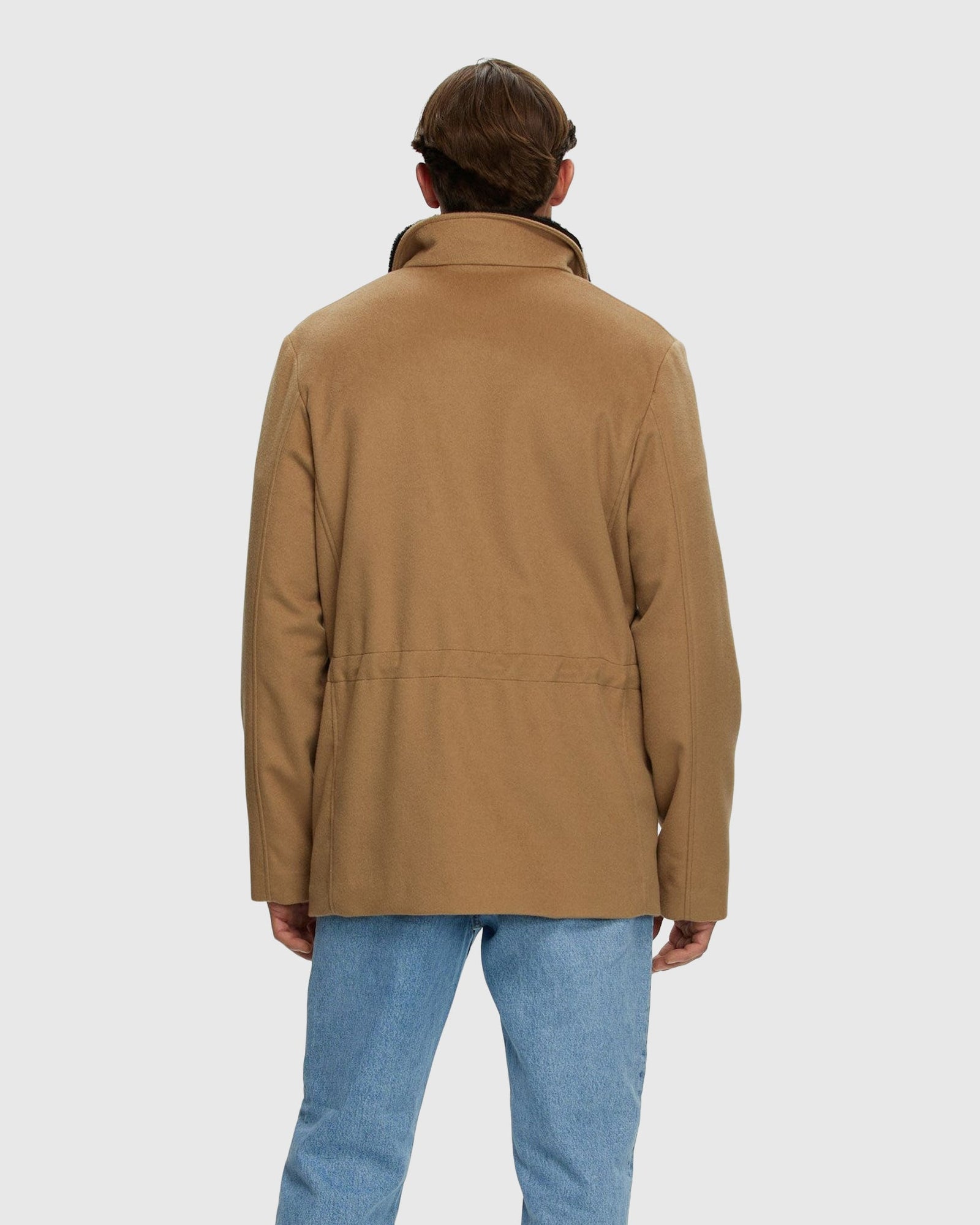 Men | Loro Piana Cashmere Jacket With Detachable Select Shearling Lamb Collar | Camel/Dark Brown