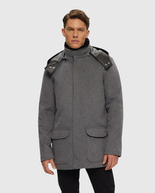 Men | Loro Piana Wool Parka With Detachable Hood And Merino Shearling Lamb Collar | Gray/Black