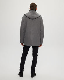 Loro Piana Wool Parka With Detachable Hood And Merino Shearling Lamb Collar | Men | Gray x Black