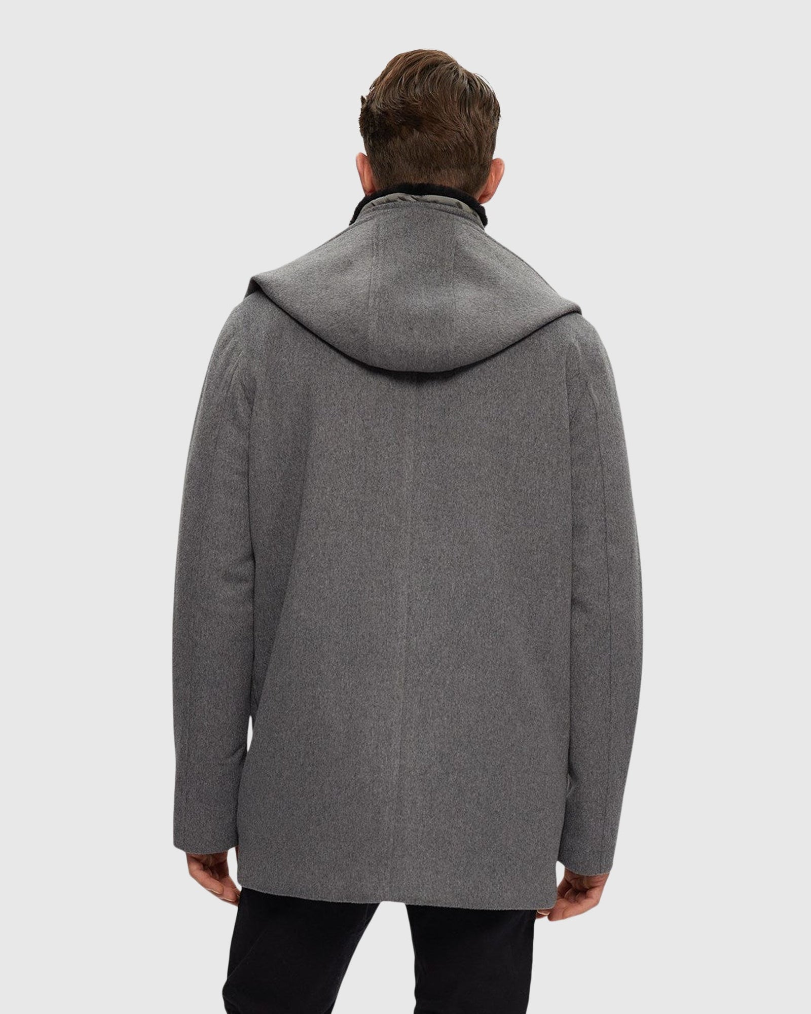 Men | Loro Piana Wool Parka With Detachable Hood And Merino Shearling Lamb Collar | Gray/Black