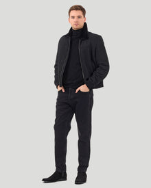 Merino Shearling Lamb Bomber Jacket | Men | Black Pattern