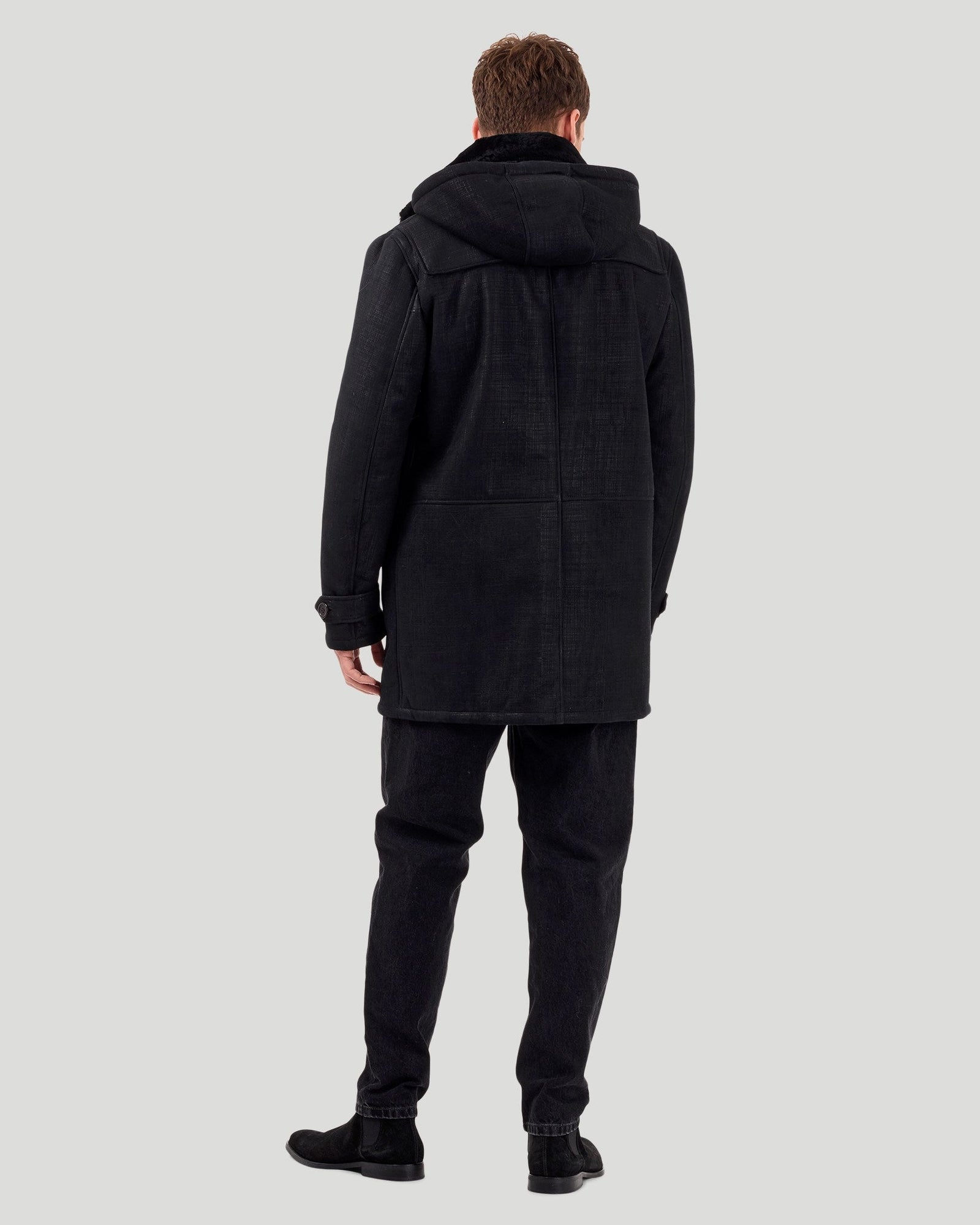 Merino Shearling Lamb Parka | Men | Black Pattern