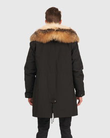 Men | Parka With Fox Tuxedo And Hood Trim | Black/Cross