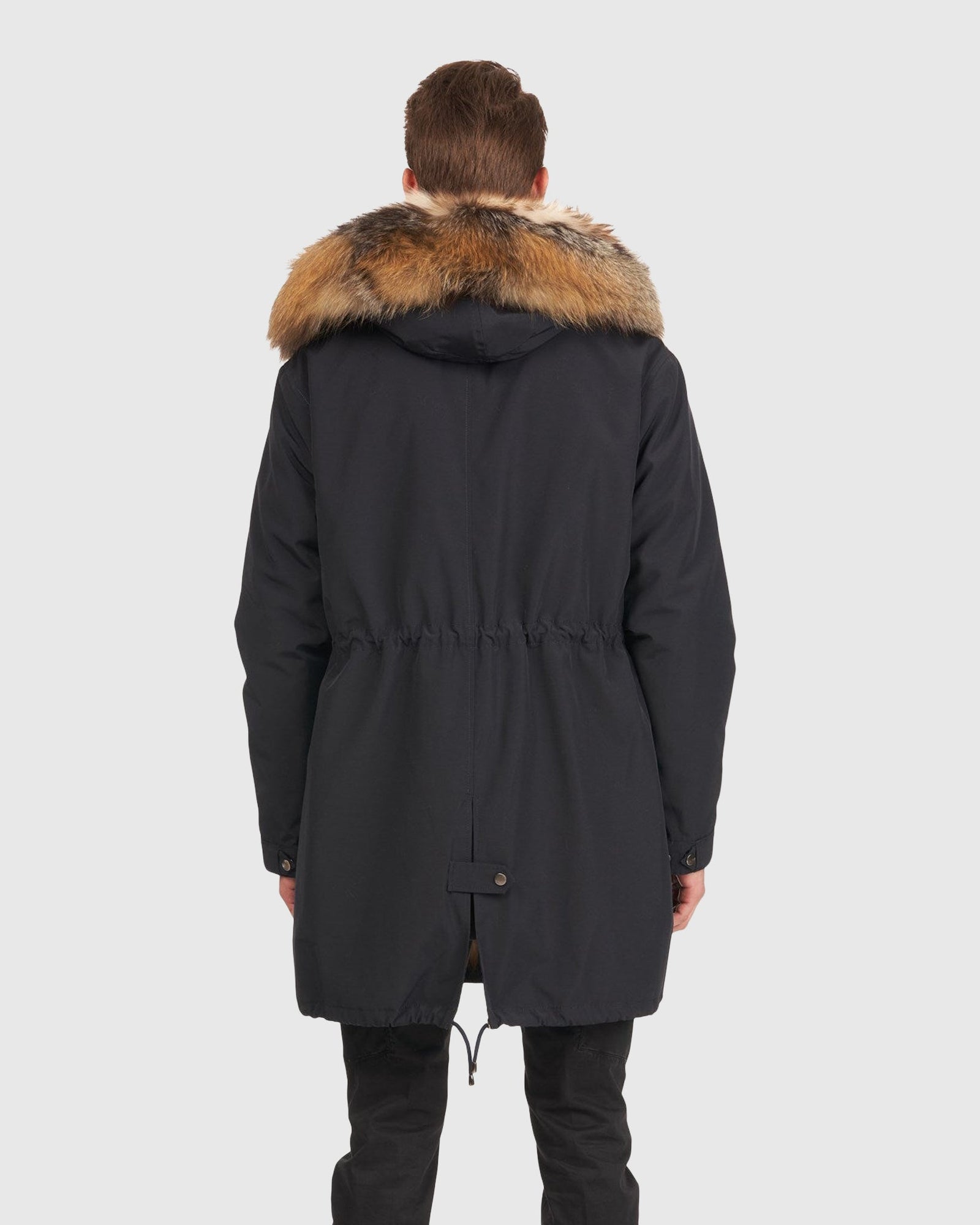Men | Parka With Fox Tuxedo And Hood Trim | Navy/Cross