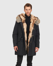 Men | Parka With Fox Tuxedo And Hood Trim | Navy/Cross