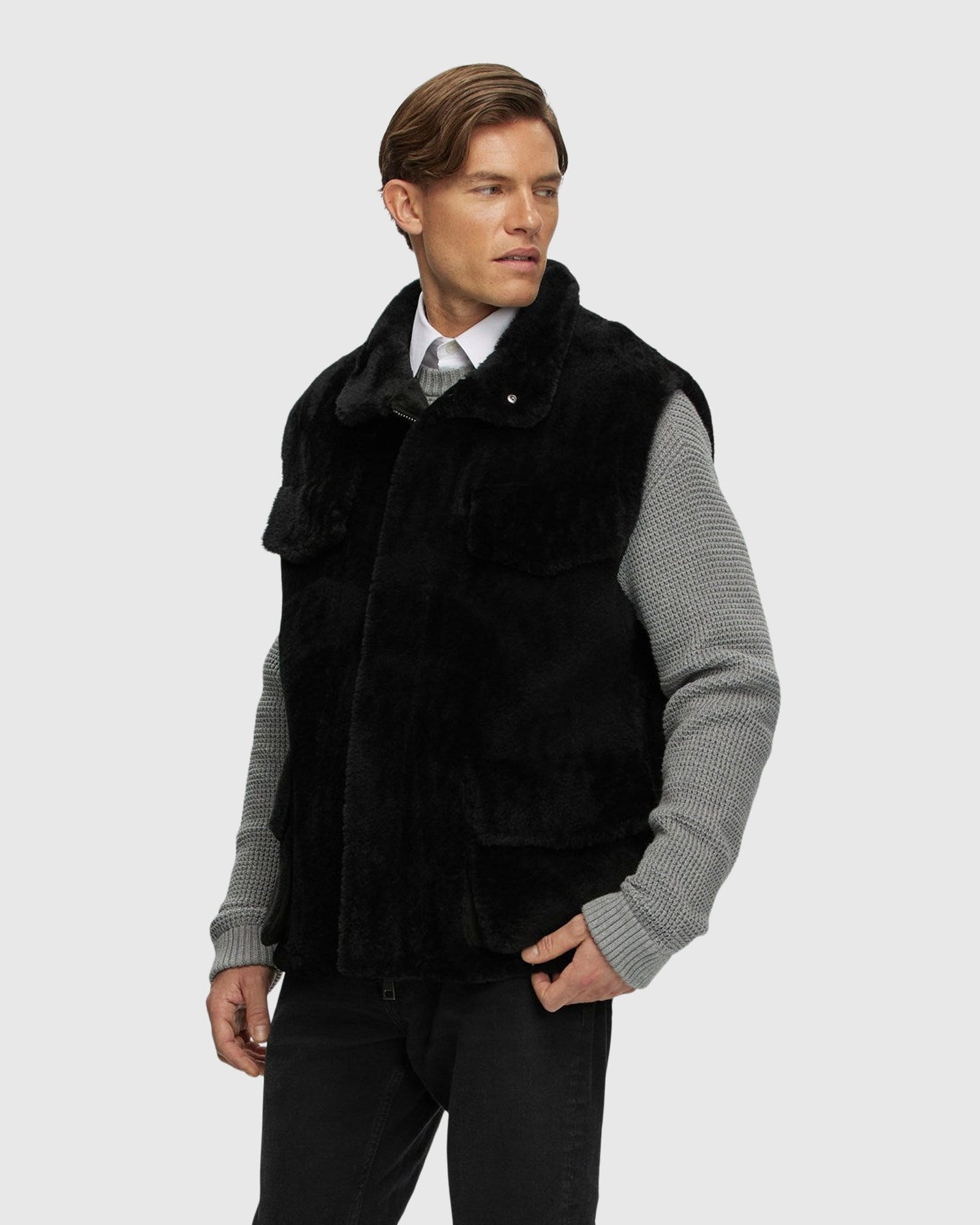 Men | Sheared Select Shearling Vest | Black