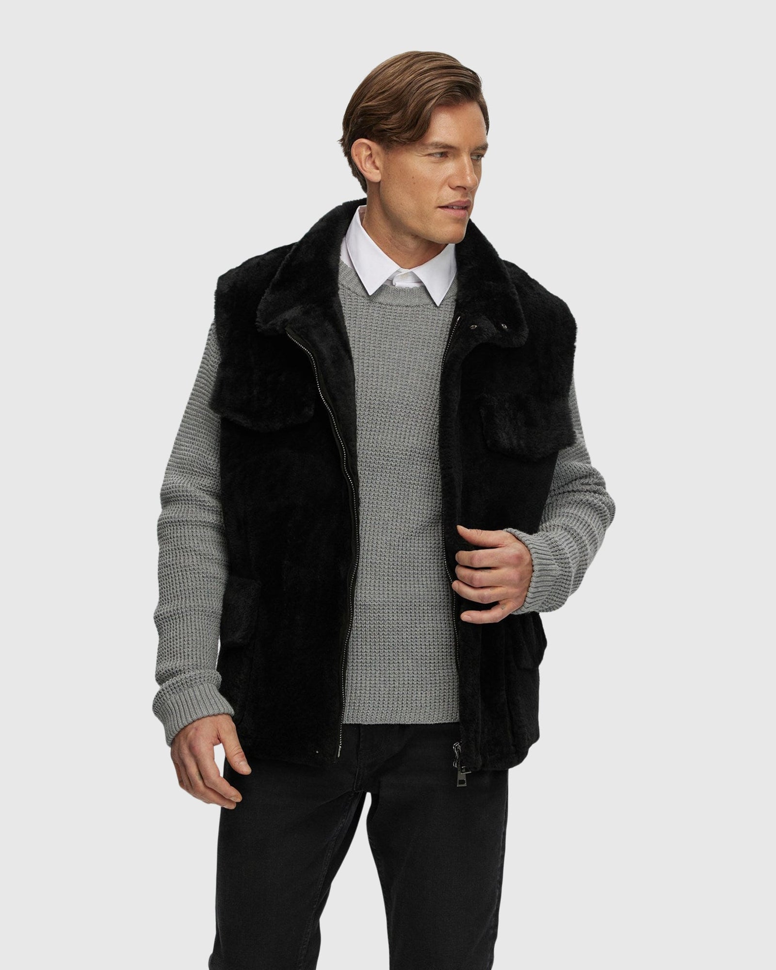 Men | Sheared Select Shearling Vest | Black