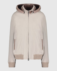 Men | Fabric Jacket With Lamb Lining And Detachable Hood | Light Beige/ Brown