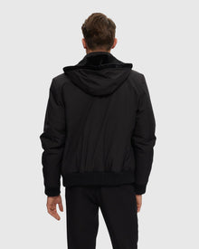 Men | Fabric Jacket With Lamb Lining And Detachable Hood | Black/Black