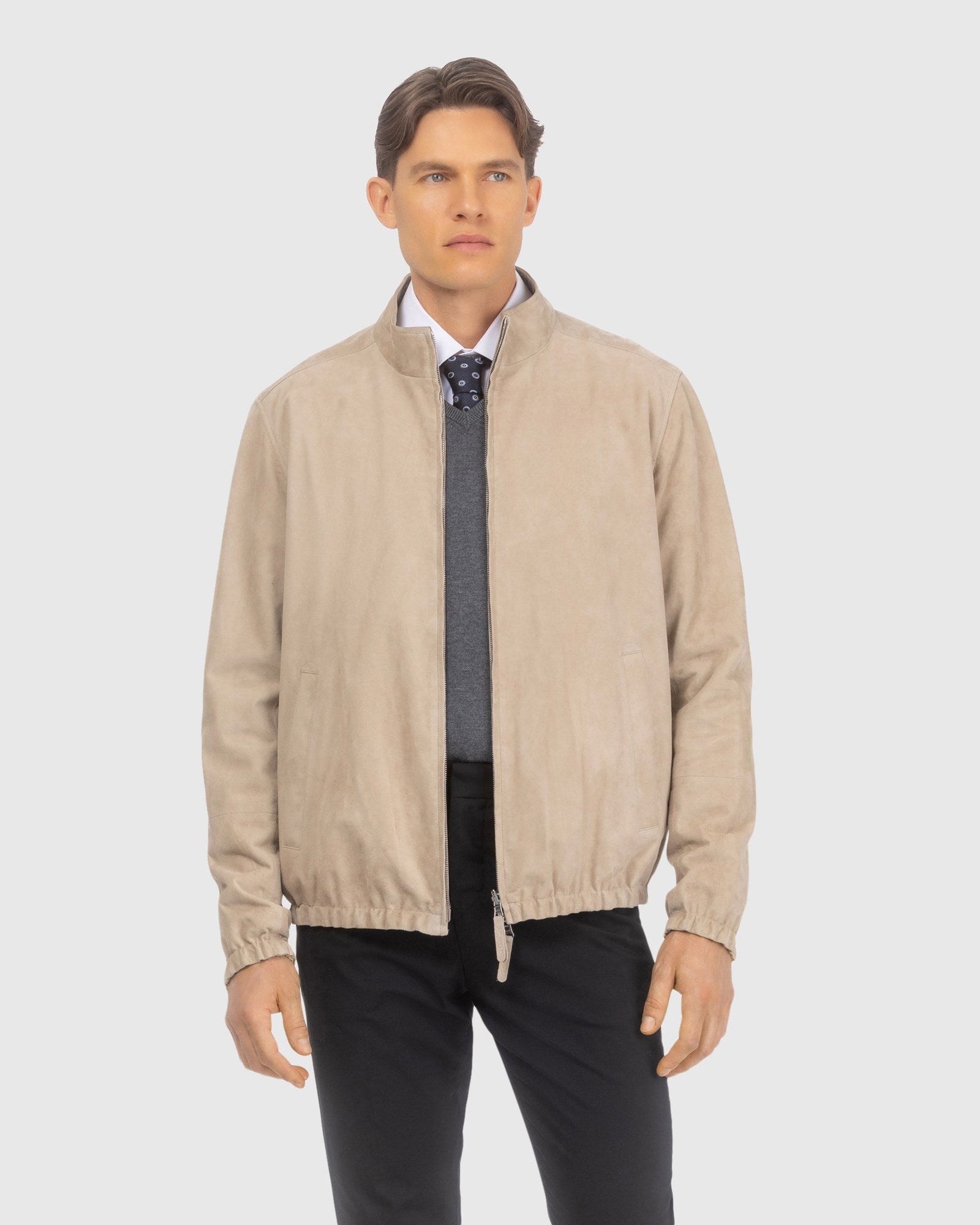 Men | Goat Suede Jacket Reversible To Polyester | Beige/Beige