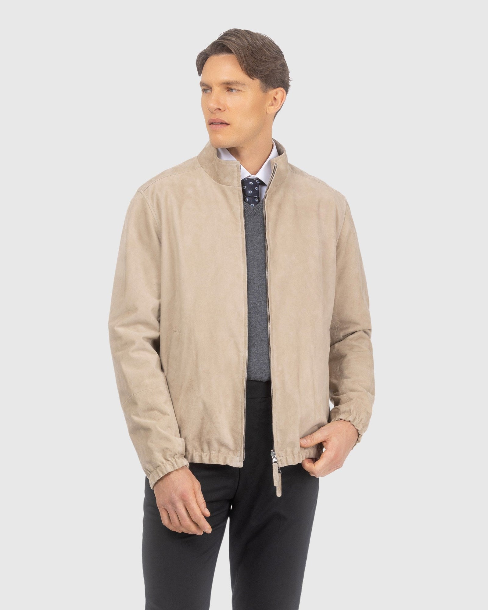 Men | Goat Suede Jacket Reversible To Polyester | Beige/Beige