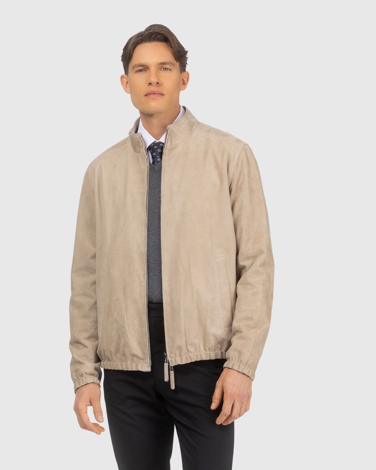 Men | Goat Suede Jacket Reversible To Polyester | Beige/Beige