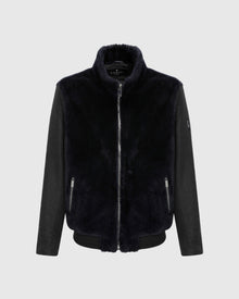 Men | Loro Piana Cashmere & Wool Jacket With Grooved Shearling Lamb Front | Navy/Black