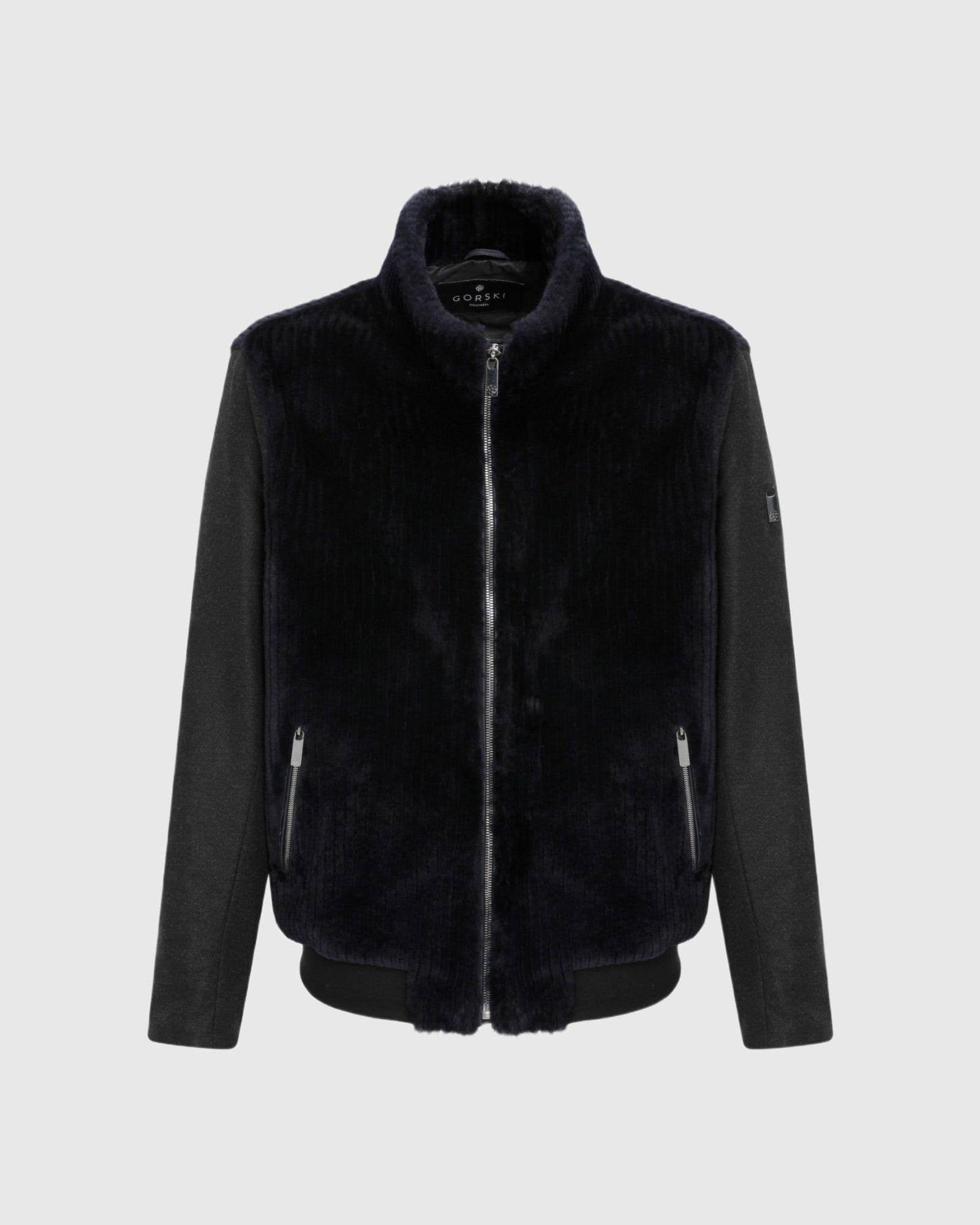 Men | Loro Piana Cashmere & Wool Jacket With Grooved Shearling Lamb Front | Navy/Black