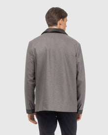 Men | Loro Piana Cashmere & Wool Jacket With Leather Trim | Taupe/Dark Brown