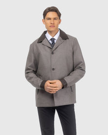 Men | Loro Piana Cashmere & Wool Jacket With Leather Trim | Taupe/Dark Brown