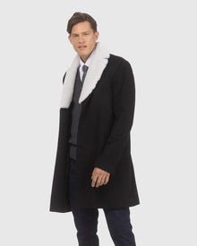 Men | Loro Piana Wool Short Coat With Merino Shearling Lamb Trim | Black/White