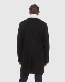 Men | Loro Piana Wool Short Coat With Merino Shearling Lamb Trim | Black/White