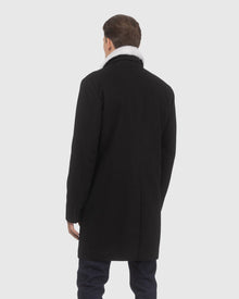 Men | Loro Piana Wool Short Coat With Merino Shearling Lamb Trim | Black/White