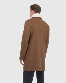 Men | Loro Piana Wool Short Coat With Merino Shearling Lamb Trim | Whiskey/White
