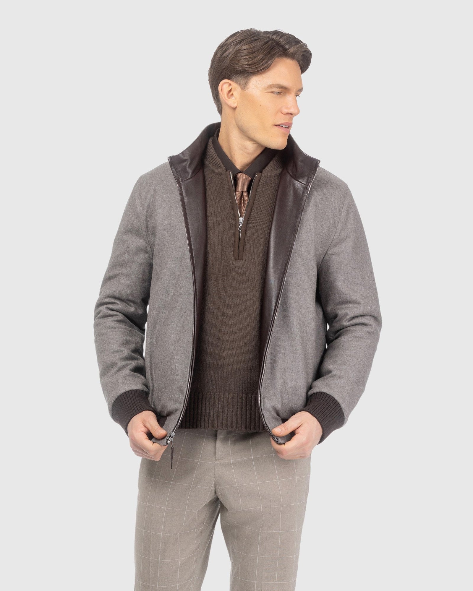 Men | Nappa Leather Jacket Reversible To Loro Piana Cashmere & Wool | Dark Brown/Taupe