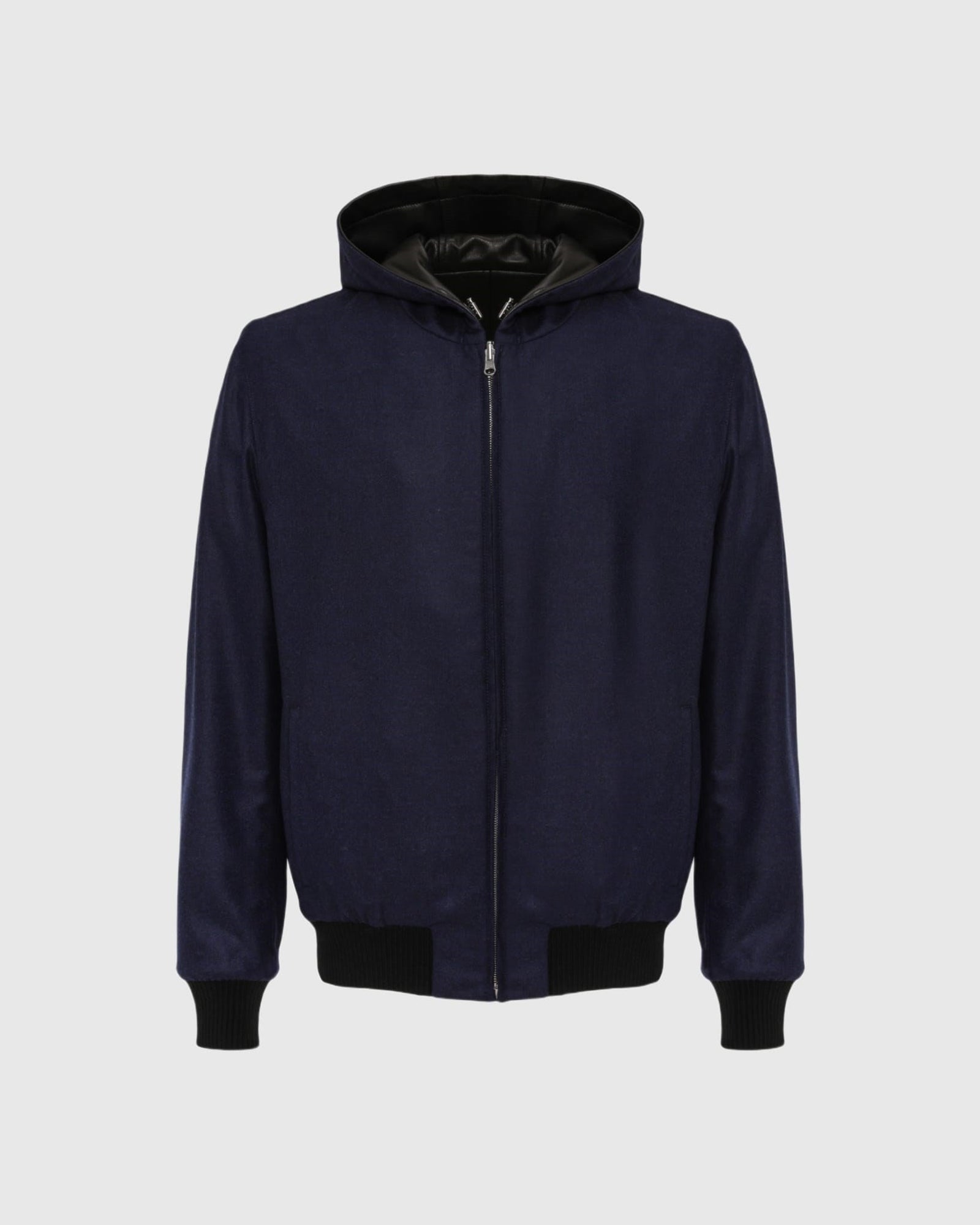 Men | Nappa Leather Parka Reversible To Loro Piana Cashmere & Wool | Black/Navy