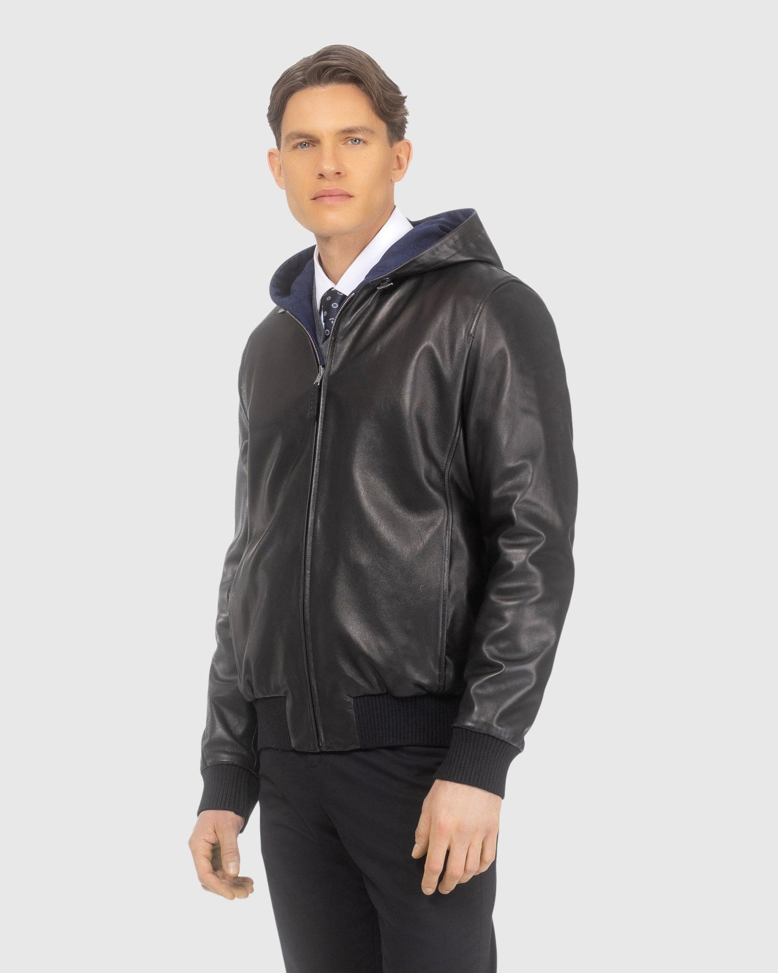 Men | Nappa Leather Parka Reversible To Loro Piana Cashmere & Wool | Black/Navy