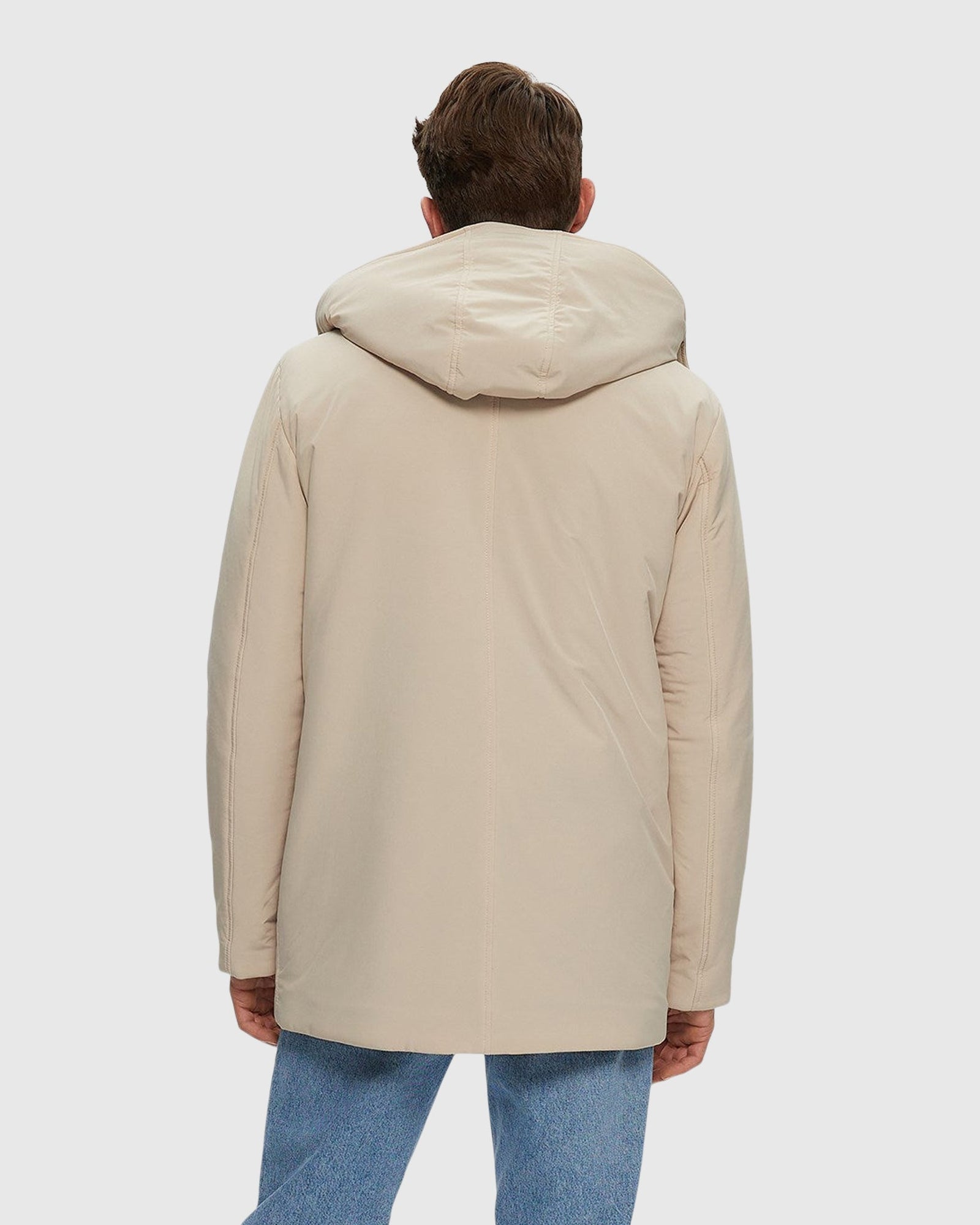 Men | Select Shearling Lamb Lined Parka With Leather Trim And Detachable Select Shearling Lamb Collar And Hood | Beige/Brown