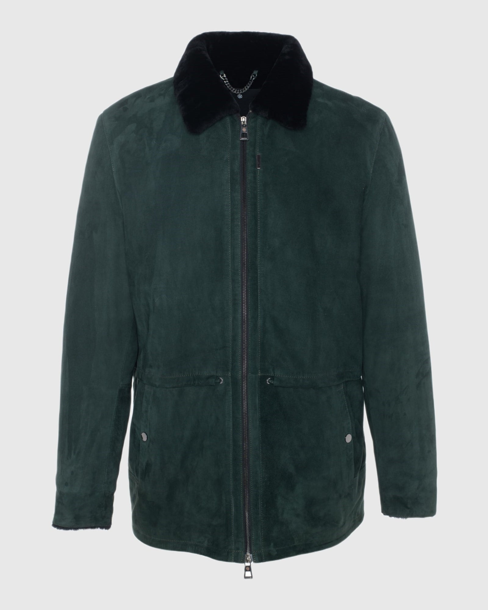 Men | Suede Jacket With Select Shearling Lamb Lining | Emerald