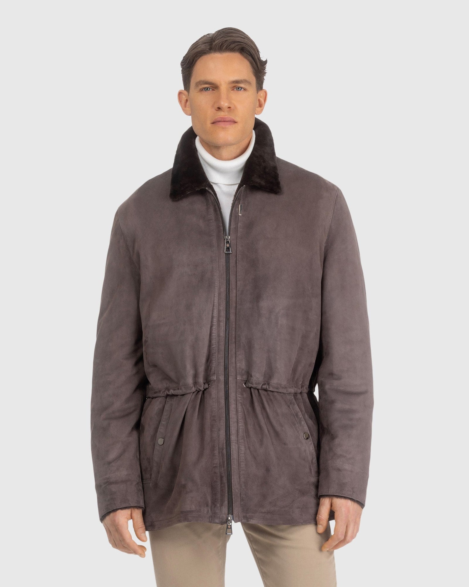 Men | Suede Jacket With Select Shearling Lamb Lining | Dark Brown