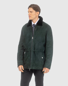 Men | Suede Jacket With Select Shearling Lamb Lining | Emerald