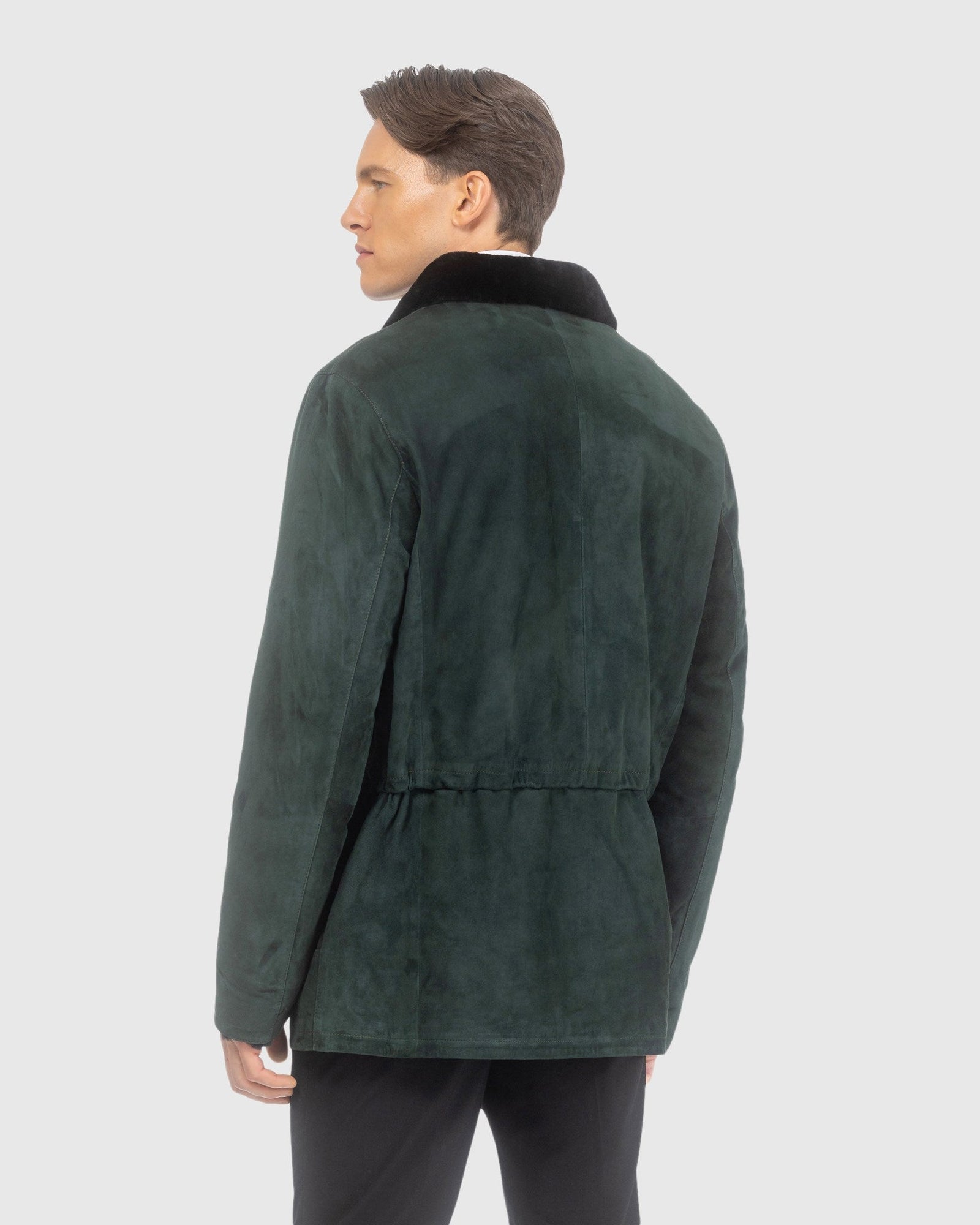 Men | Suede Jacket With Select Shearling Lamb Lining | Emerald