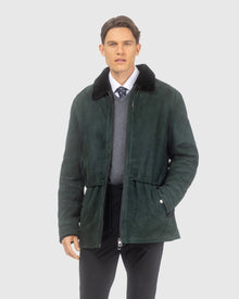 Men | Suede Jacket With Select Shearling Lamb Lining | Emerald