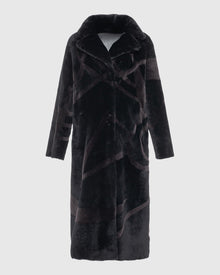 Merino Shearling Lamb Coat With Intarsia | Black/Brown