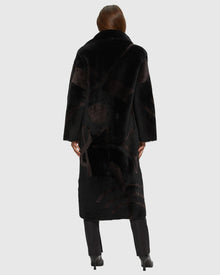 Merino Shearling Lamb Coat With Intarsia | Black/Brown