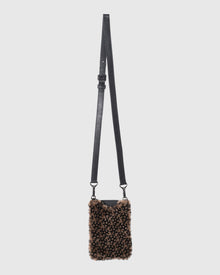Merino Shearling Lamb Iphone/Credit Card Crossbody Bag | Brown/Black Insignia