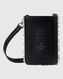 Merino Shearling Lamb Iphone/Credit Card Crossbody Bag | Beige/Black Insignia