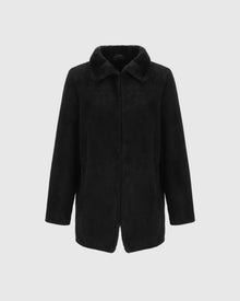 Merino Shearling Lamb Jacket With Embroidered Trim | Black