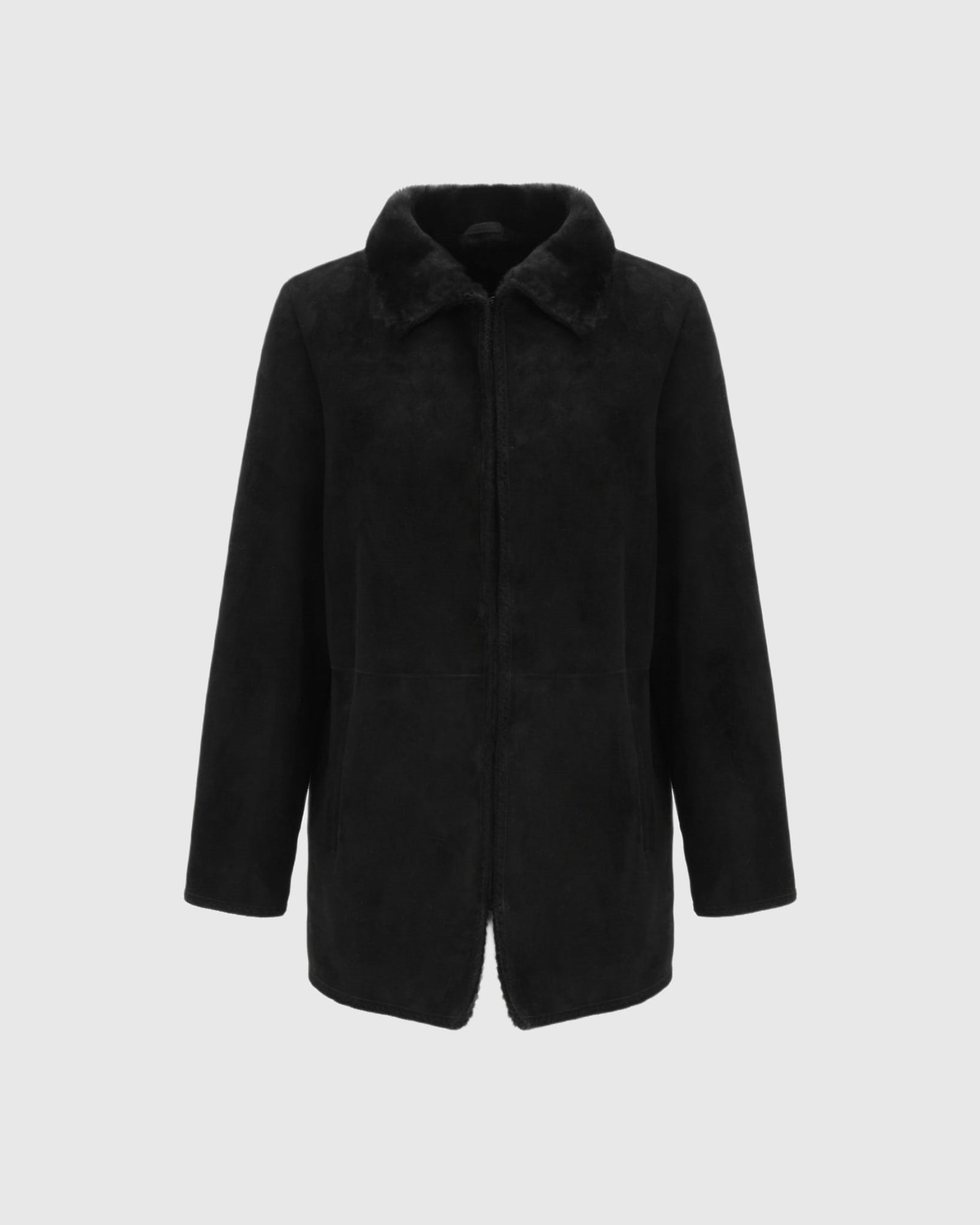 Merino Shearling Lamb Jacket With Embroidered Trim | Black