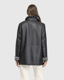 Merino Shearling Lamb Jacket With Embroidered Trim | Black Brisa