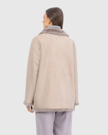 Merino Shearling Lamb Jacket With Whipstitch Trim | Taupe