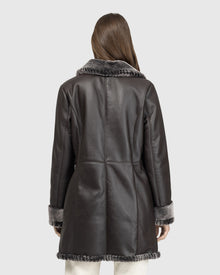 Merino Shearling Lamb Stroller With Whipstitch Trim, Belt | Brown Brisa